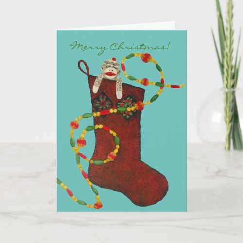 Sock Monkey Christmas Card