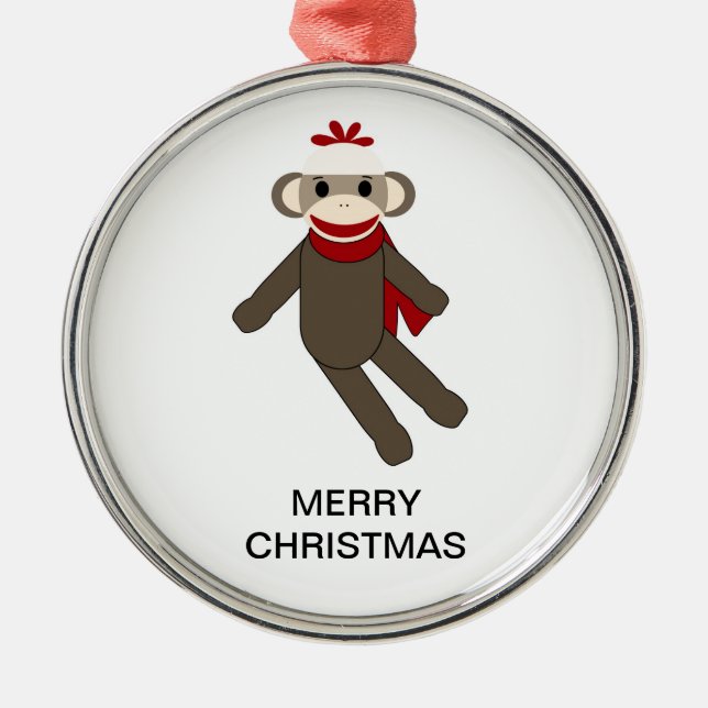 Sock Monkey Christmas Ornament (Front)