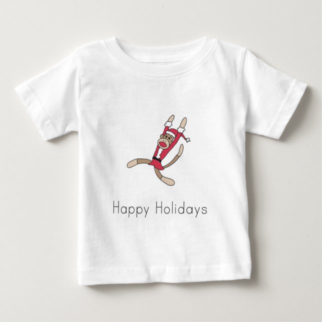 sock monkey christmas pajamas baby T-Shirt (Front)