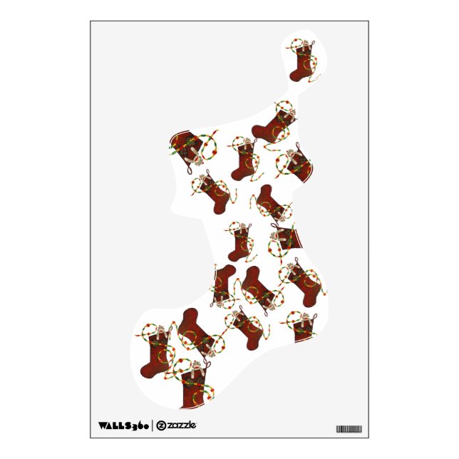 Sock Monkey Christmas Stocking wall decal (Front)
