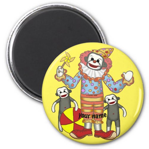 Sock Monkey Clown custom name Magnet
