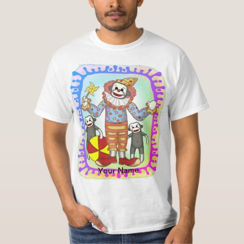 Sock Monkey Clown custom name T_Shirt