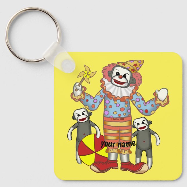 Sock Monkey Clown  Keychain (Front)