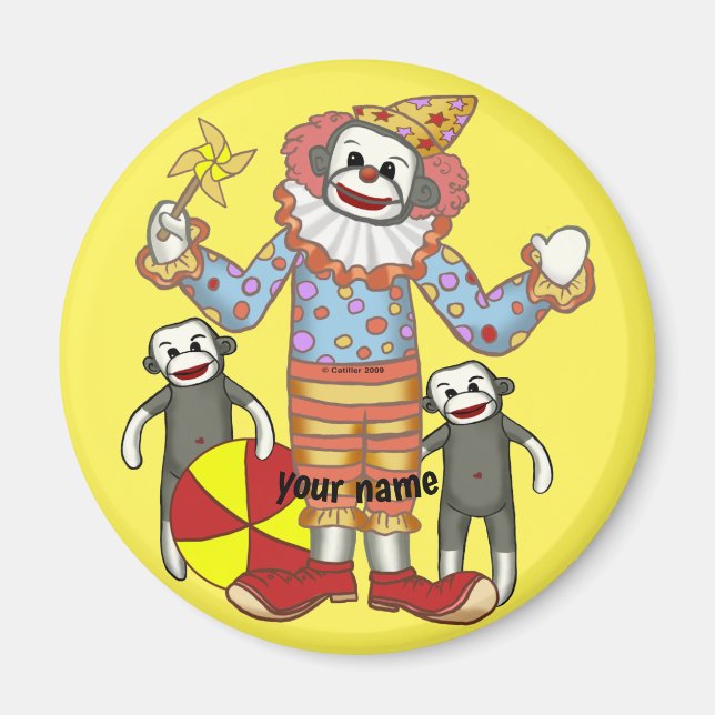 Sock Monkey Clown  Magnet (Front)