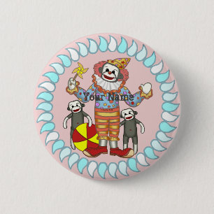 Sock Monkey Clown pin button