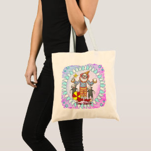 Sock Monkey Clown tote bags