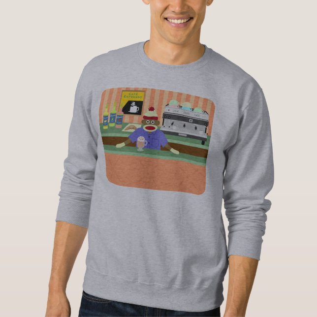 Sock Monkey Coffee Shop Barista Sweatshirt (Front)