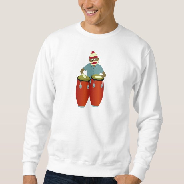 Sock Monkey Conga Drums Sweatshirt (Front)
