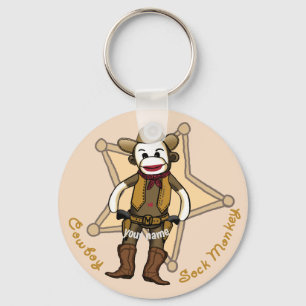 Sock Monkey Cowboy keychain
