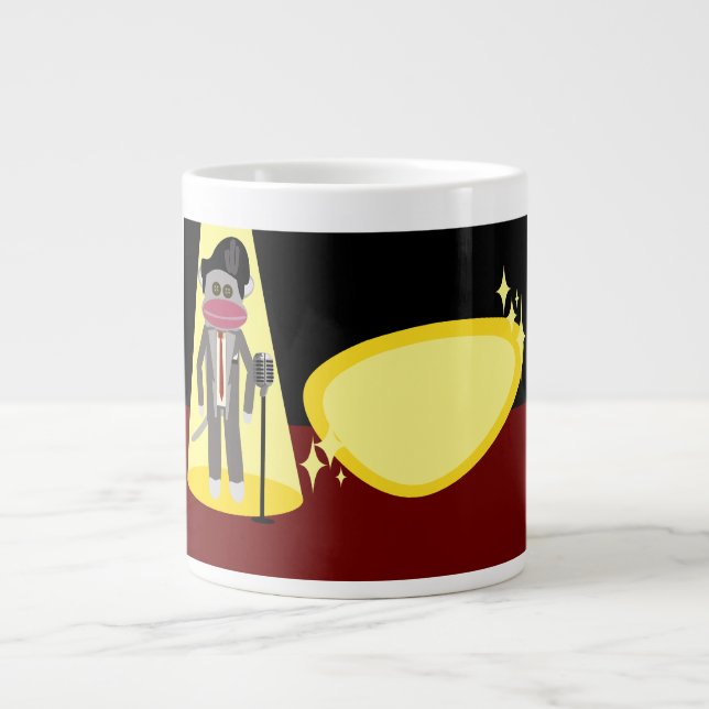 Sock Monkey Crooner Deluxe Retro Cartoon Art Giant Coffee Mug (Front)