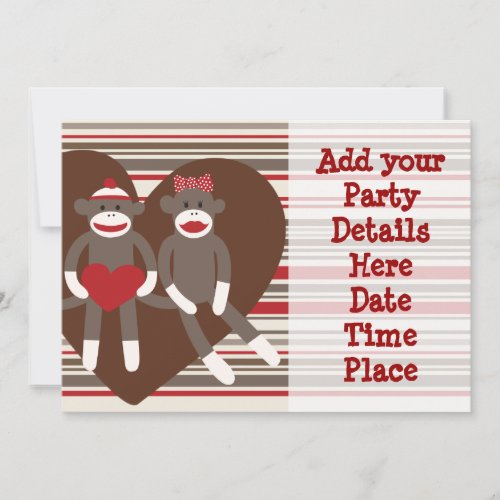 Sock Monkey Custom Party Invitations Templates