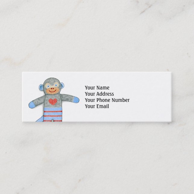 Sock Monkey Customizable Business Card (Front)
