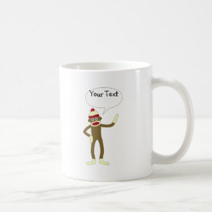 Sock Monkey Customizable Comic Speech Bubble Coffee Mug