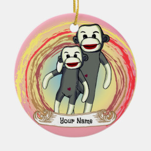 Sock Monkey Dad Ceramic Ornament