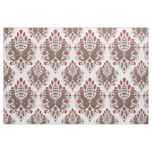 sock monkey damask cotton fabric