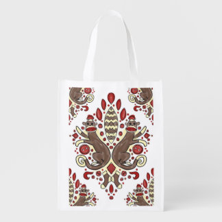 sock monkey damask reusable tote bag
