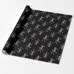 Sock Monkey Dancing Monkeys Wrapping Paper