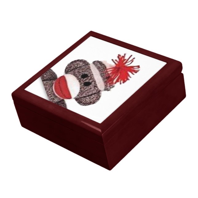 Sock Monkey Design Gift Jewelry Box (Side)