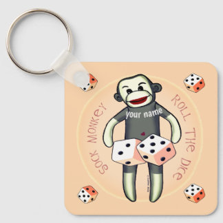 Sock Monkey Dice Keychain