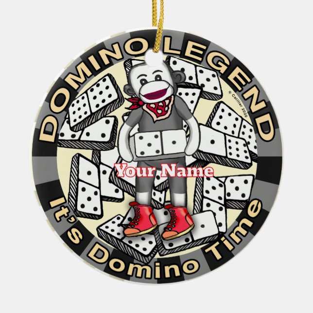 Sock Monkey Domino legend Ceramic Ornament (Front)