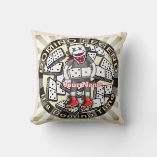 Sock Monkey Domino Legend  Throw Pillow