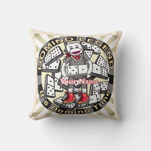 Sock Monkey Domino Legend  Throw Pillow (Front)