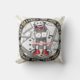 Sock Monkey Domino Master Throw Pillow
