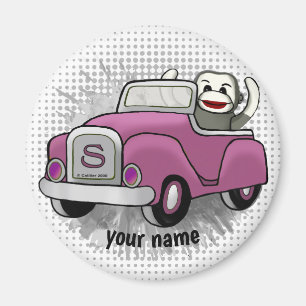 Sock Monkey Driving Car  Magnet