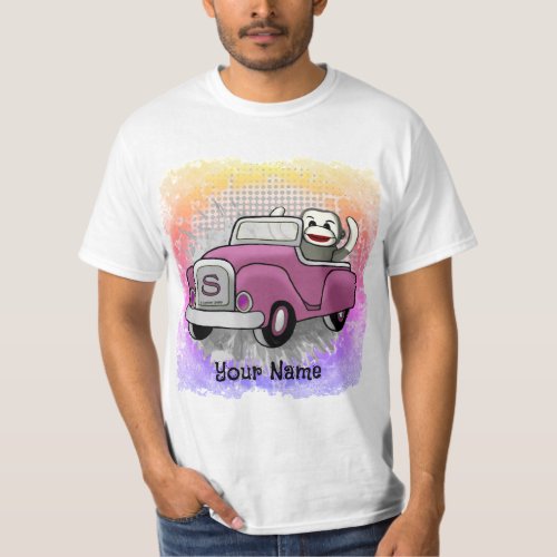 Sock Monkey Driving Car  t_shirt 