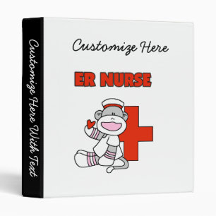 Sock Monkey ER Nurse T-shirts and Gifts 3 Ring Binder
