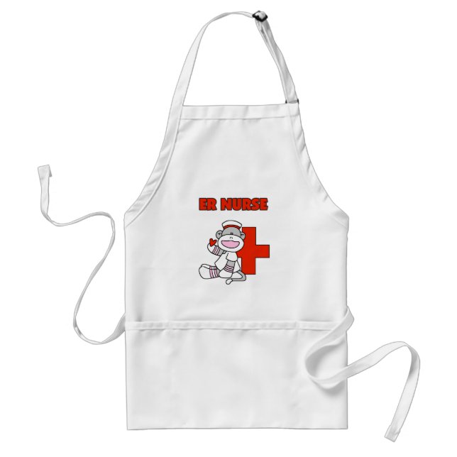 Sock Monkey ER Nurse T-shirts and Gifts Adult Apron (Front)
