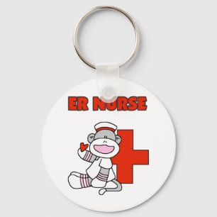Sock Monkey ER Nurse T-shirts and Gifts Keychain