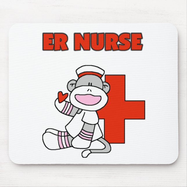 Sock Monkey ER Nurse T-shirts and Gifts Mouse Pad (Front)