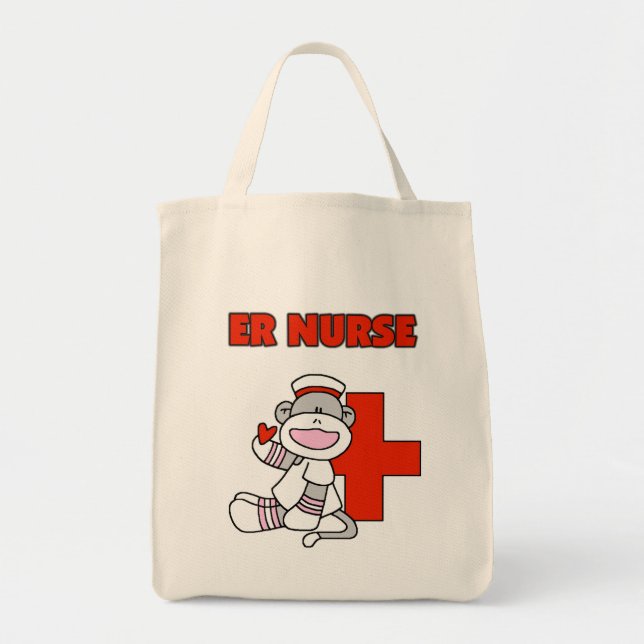 Sock Monkey ER Nurse T-shirts and Gifts Tote Bag (Front)