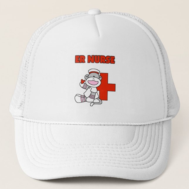 Sock Monkey ER Nurse T-shirts and Gifts Trucker Hat (Front)