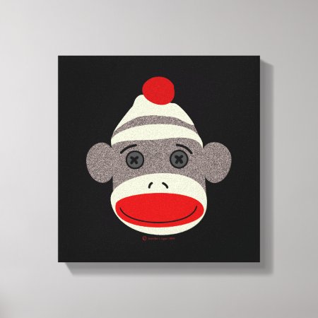 Sock Monkey Face Canvas Print