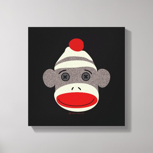 Sock Monkey Face Canvas Print (Front)
