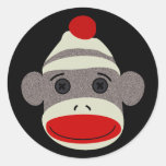 Sock Monkey Face Classic Round Sticker at Zazzle