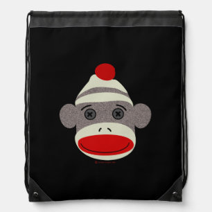 Sock Monkey Face Drawstring Bag
