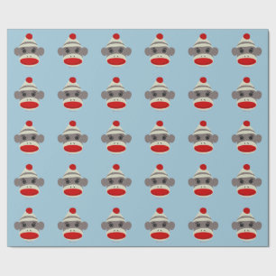 Sock Monkey Face Gift Wrapping Paper