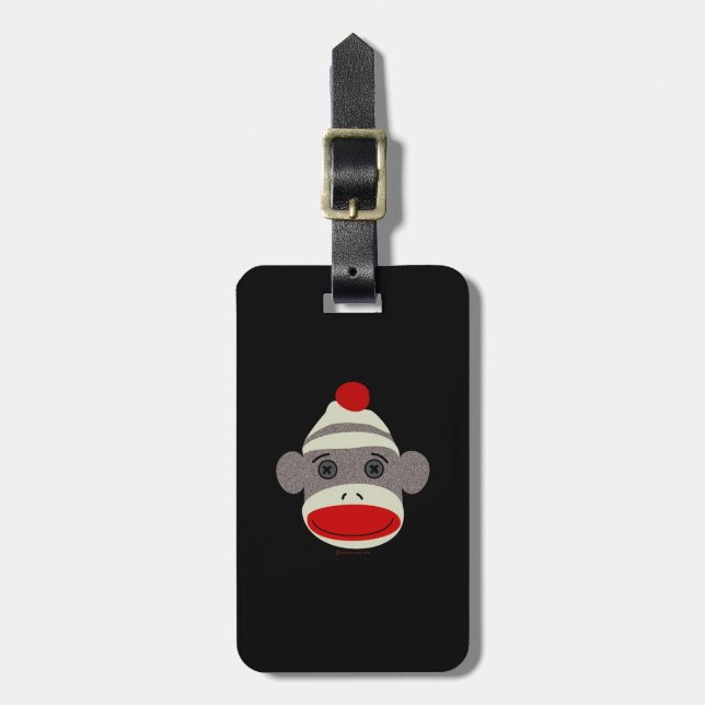 Sock Monkey Face Luggage Tag (Front Vertical)