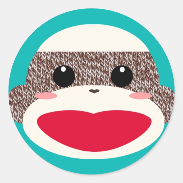 Sock Monkey Face Stickers (Front)