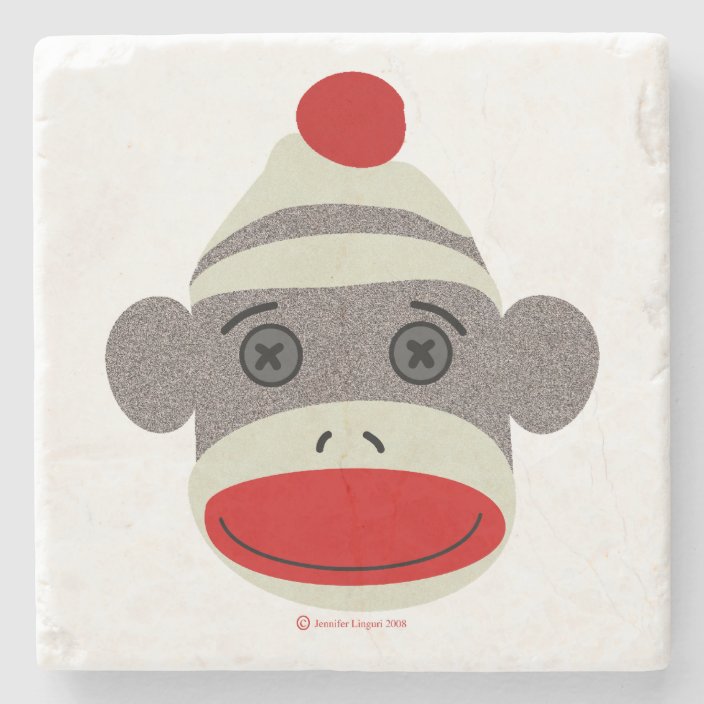 Sock Monkey Face Stone Coasters Zazzle Com