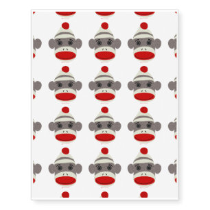 Sock Monkey Face Temporary Tattoos