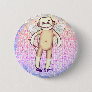 Sock monkey Fairy Button