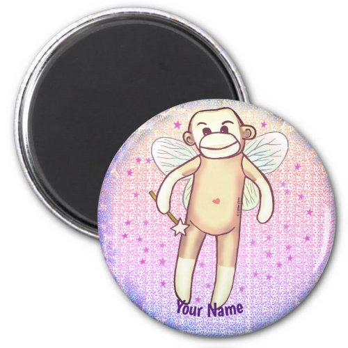 Sock monkey Fairy custom name Magnet