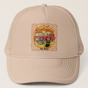 Sock Monkey Firetruck Firefighter Trucker Hat