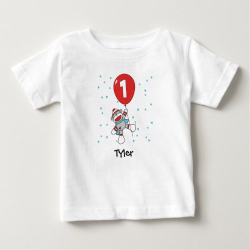 Sock Monkey First Birthday Baby T_Shirt