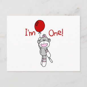 Sock Monkey First Birthday Tshirts and Gifts Postcard