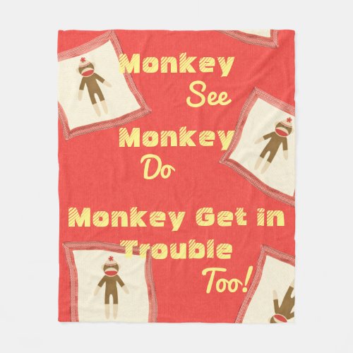 Sock Monkey Fleece Blanket